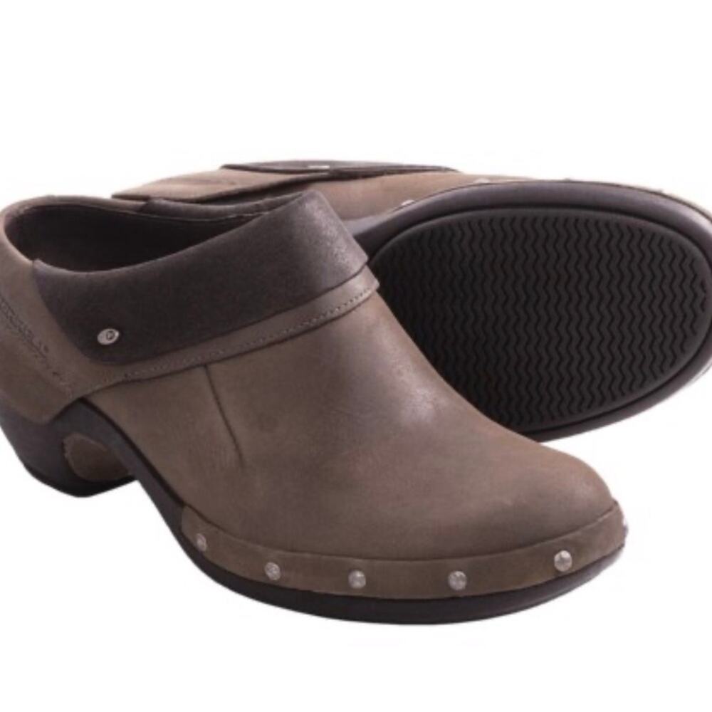 Merrell Luxe Wrap Drizzle Clogs 8 Chocolate Leather Coastal Cowgirl Boho Comfort